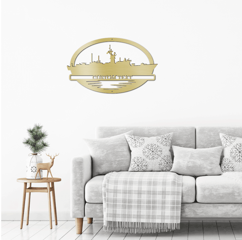 Navy Battleship USS Thomas C. Hart Silhouette Custom Metal Art Wall Sign - Mallard Moon Gift Shop