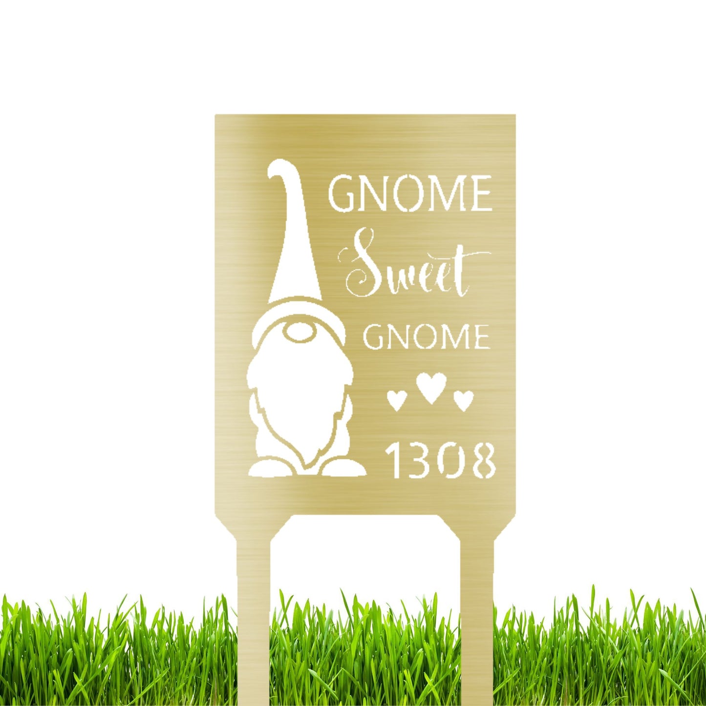 Gnome Sweet Home Custom Address Garden Lawn Steel Stake