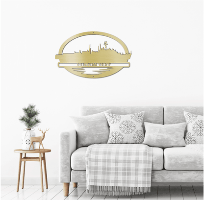 Navy Battleship USS Plymouth Rock Silhouette Custom Metal Art Wall Sign - Mallard Moon Gift Shop