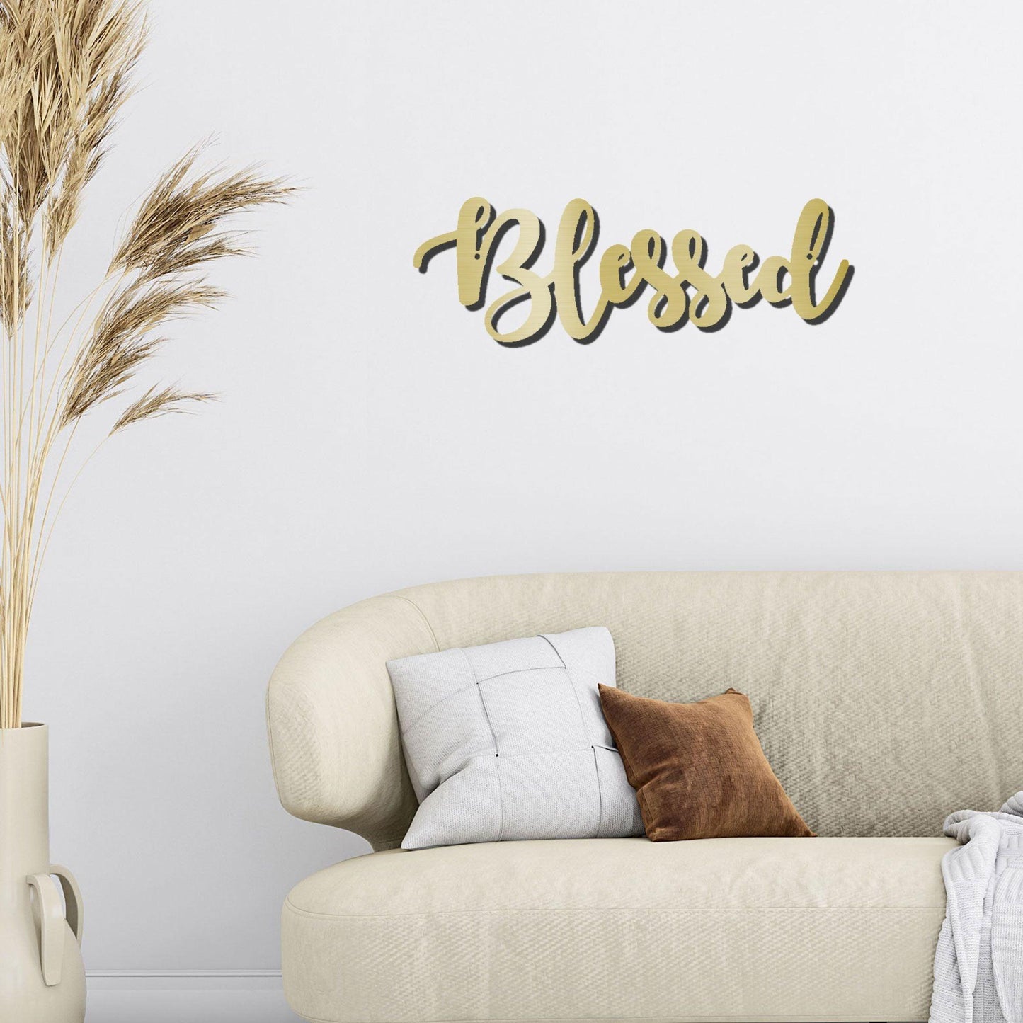 Blessed Word Script Indoor Outdoor Steel Walll Sign - Mallard Moon Gift Shop