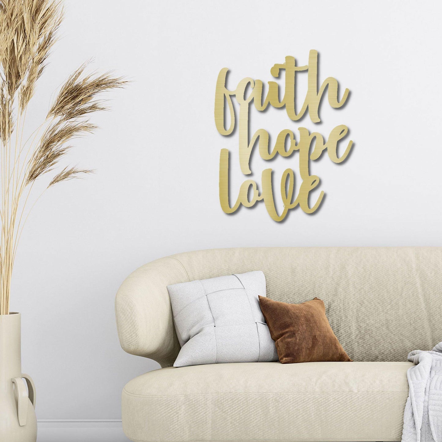 Faith Hope Love Script Indoor Outdoor Steel Wall Sign