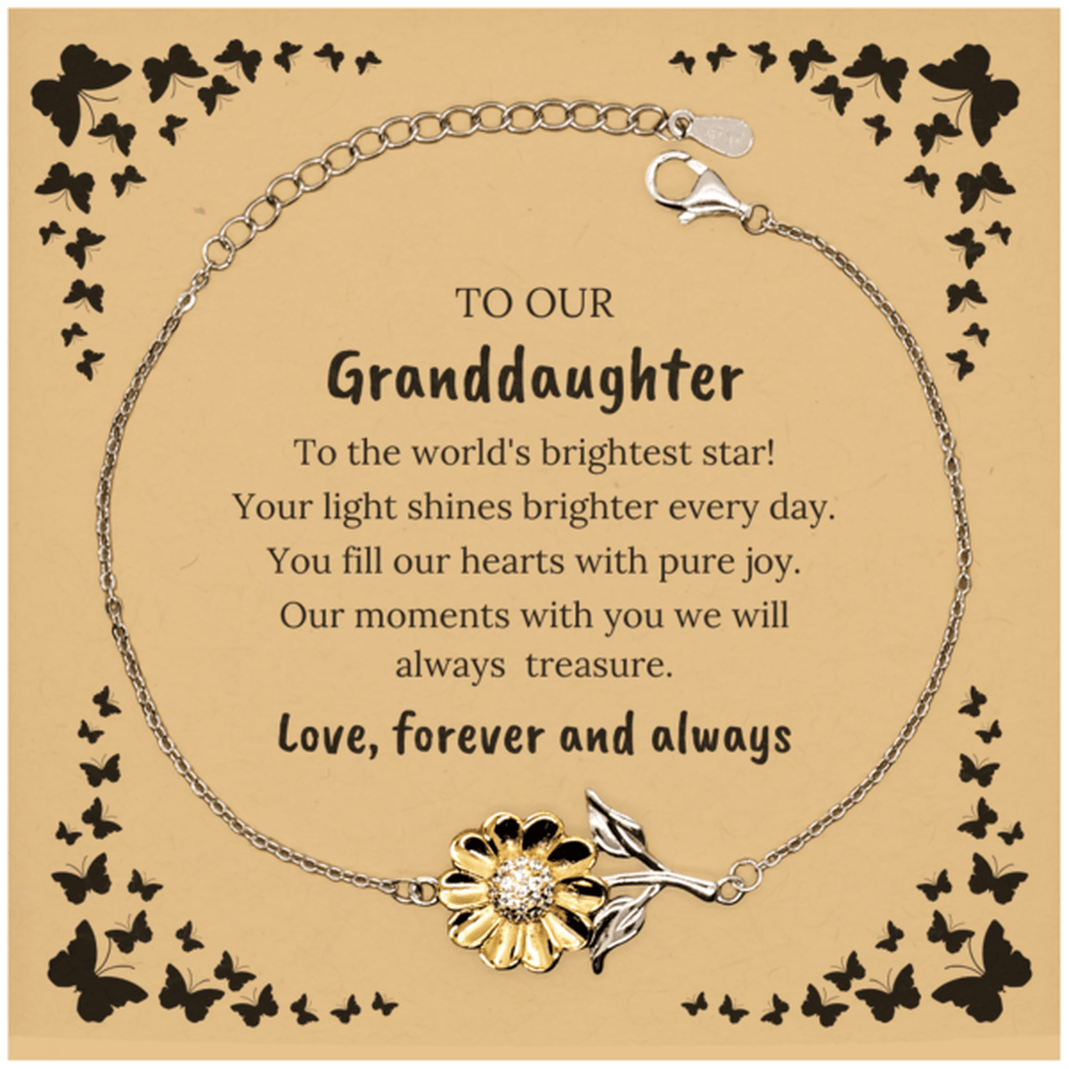 Granddaughter Sunflower Bracelet - To My Granddaughter You fill Our Hearts With Pure Joy. Our Moments With You We Will Always Treasure. - Mallard Moon Gift Shop