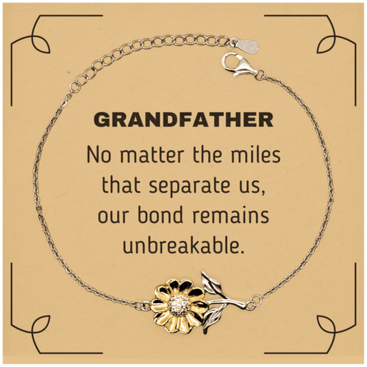 Grandfather Long Distance Relationship Gifts, No matter the miles that separate us, Cute Love Sunflower Bracelet For Grandfather, Birthday Christmas Unique Gifts For Grandfather - Mallard Moon Gift Shop