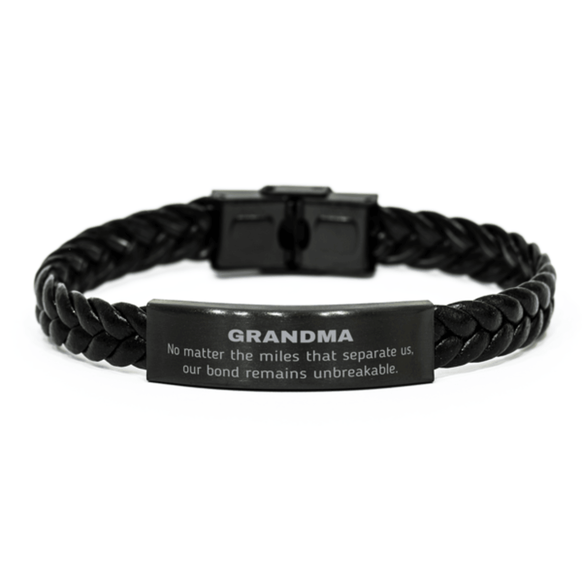 Grandma Long Distance Relationship No matter the miles that separate us, Our Bond Remains Unbreakable Braided Leather Bracelet Birthday Mother's Day Christmas Unique Gifts - Mallard Moon Gift Shop