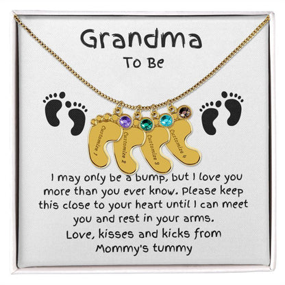 Grandma To Be Custom Engraved Baby Feet Birthstone Necklace - Mallard Moon Gift Shop