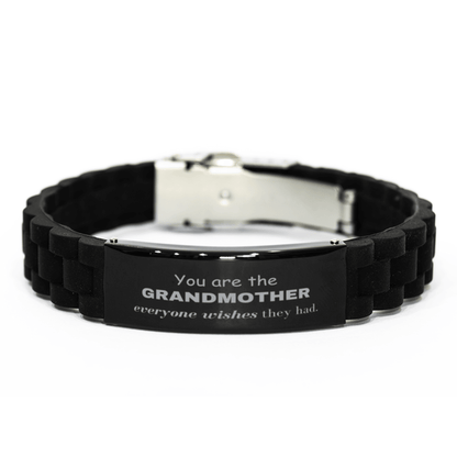 Grandmother Black Glidelock Clasp Bracelet, Everyone wishes they had, Inspirational Bracelet For Grandmother, Grandmother Gifts, Birthday Christmas Unique Gifts For Grandmother - Mallard Moon Gift Shop