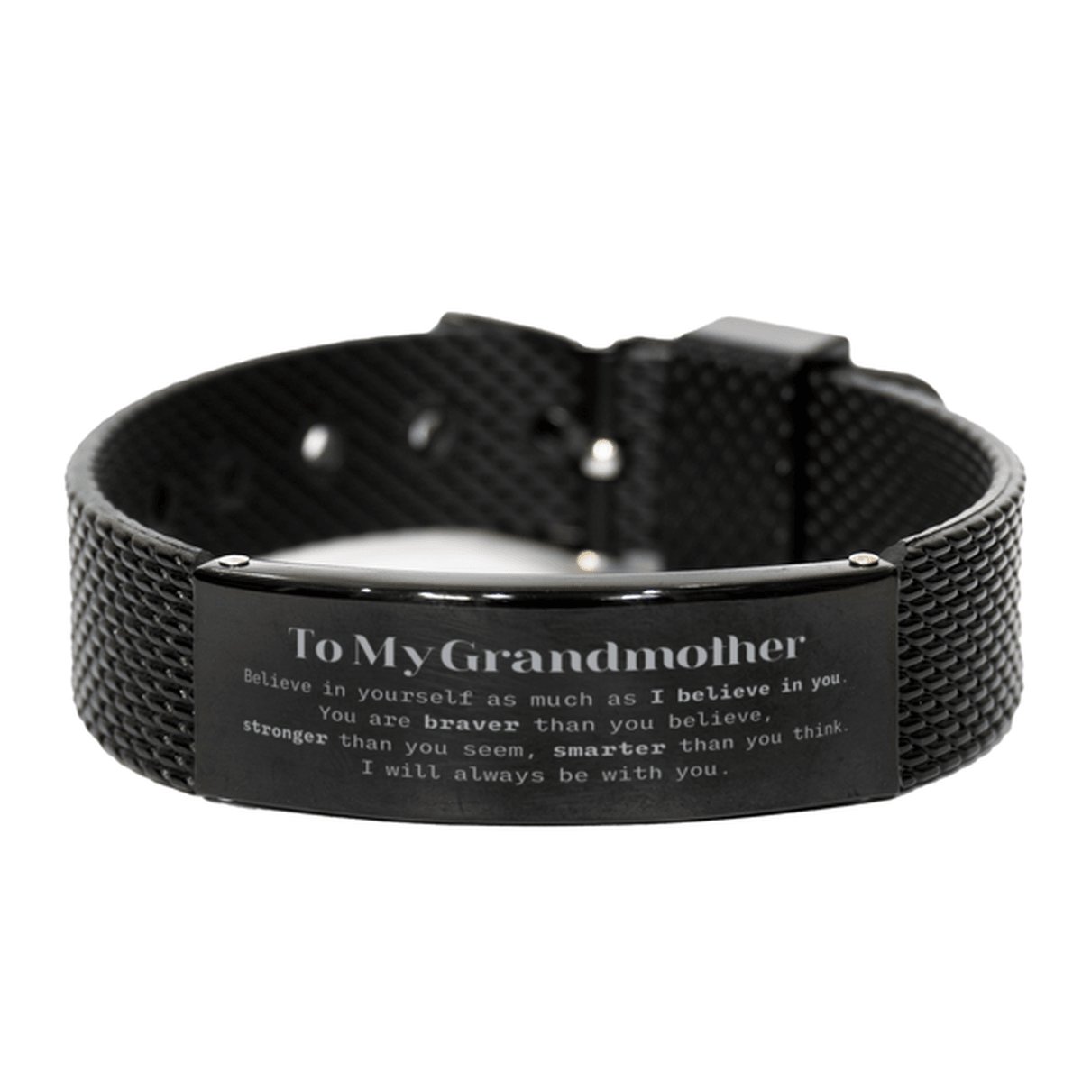 Grandmother Black Shark Mesh Bracelet Gifts, To My Grandmother You are braver than you believe, stronger than you seem, Inspirational Gifts For Grandmother Engraved, Birthday, Christmas Gifts For Grandmother Men Women - Mallard Moon Gift Shop