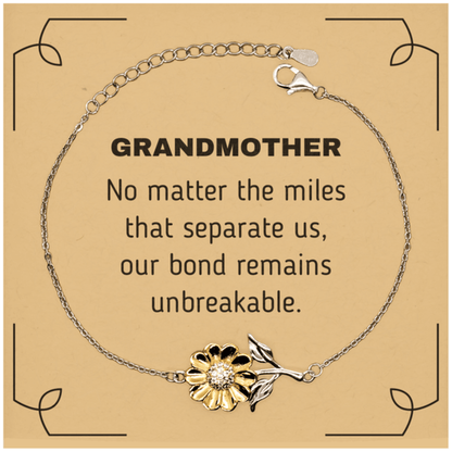 Grandmother Long Distance Relationship Gifts, No matter the miles that separate us, Cute Love Sunflower Bracelet For Grandmother, Birthday Christmas Unique Gifts For Grandmother - Mallard Moon Gift Shop