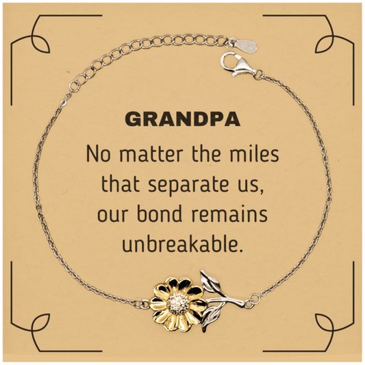 Grandpa Long Distance Relationship Gifts, No matter the miles that separate us, Cute Love Sunflower Bracelet For Grandpa, Birthday Christmas Unique Gifts For Grandpa - Mallard Moon Gift Shop