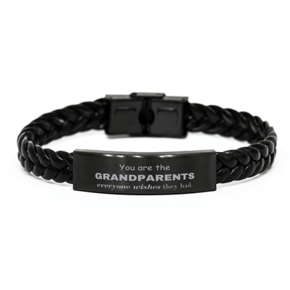 Grandparents Braided Leather Bracelet, Everyone wishes they had, Inspirational Bracelet For Grandparents, Grandparents Gifts, Birthday Christmas Unique Gifts For Grandparents - Mallard Moon Gift Shop