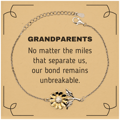 Grandparents Long Distance Relationship Gifts, No matter the miles that separate us, Cute Love Sunflower Bracelet For Grandparents, Birthday Christmas Unique Gifts For Grandparents - Mallard Moon Gift Shop