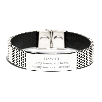 Hawaii is my home Gifts, Lovely Hawaii Birthday Christmas Stainless Steel Bracelet For People from Hawaii, Men, Women, Friends - Mallard Moon Gift Shop