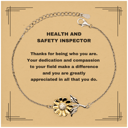 Health and Safety Inspector Sunflower Bracelet - Thanks for being who you are - Birthday Christmas Jewelry Gifts Coworkers Colleague Boss - Mallard Moon Gift Shop