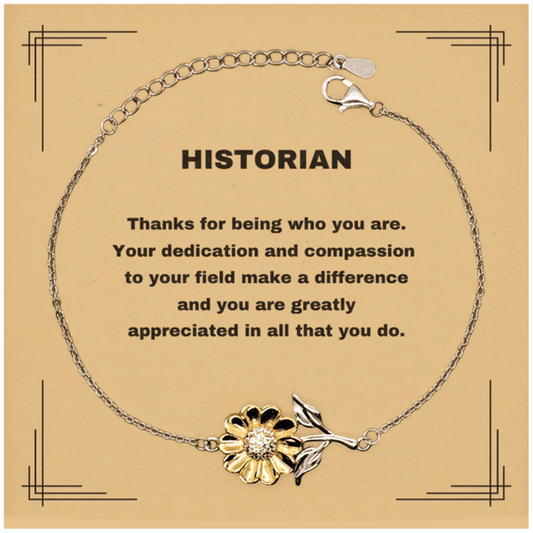 Historian Sunflower Bracelet - Thanks for being who you are - Birthday Christmas Jewelry Gifts Coworkers Colleague Boss - Mallard Moon Gift Shop