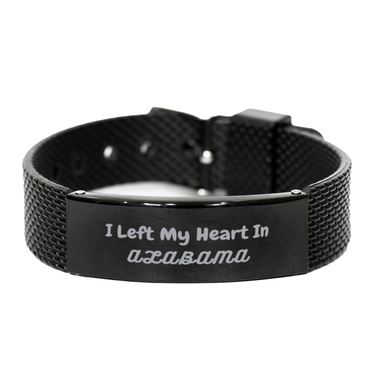 I Left My Heart In Alabama Gifts, Meaningful Alabama State for Friends, Men, Women. Black Shark Mesh Bracelet for Alabama People - Mallard Moon Gift Shop