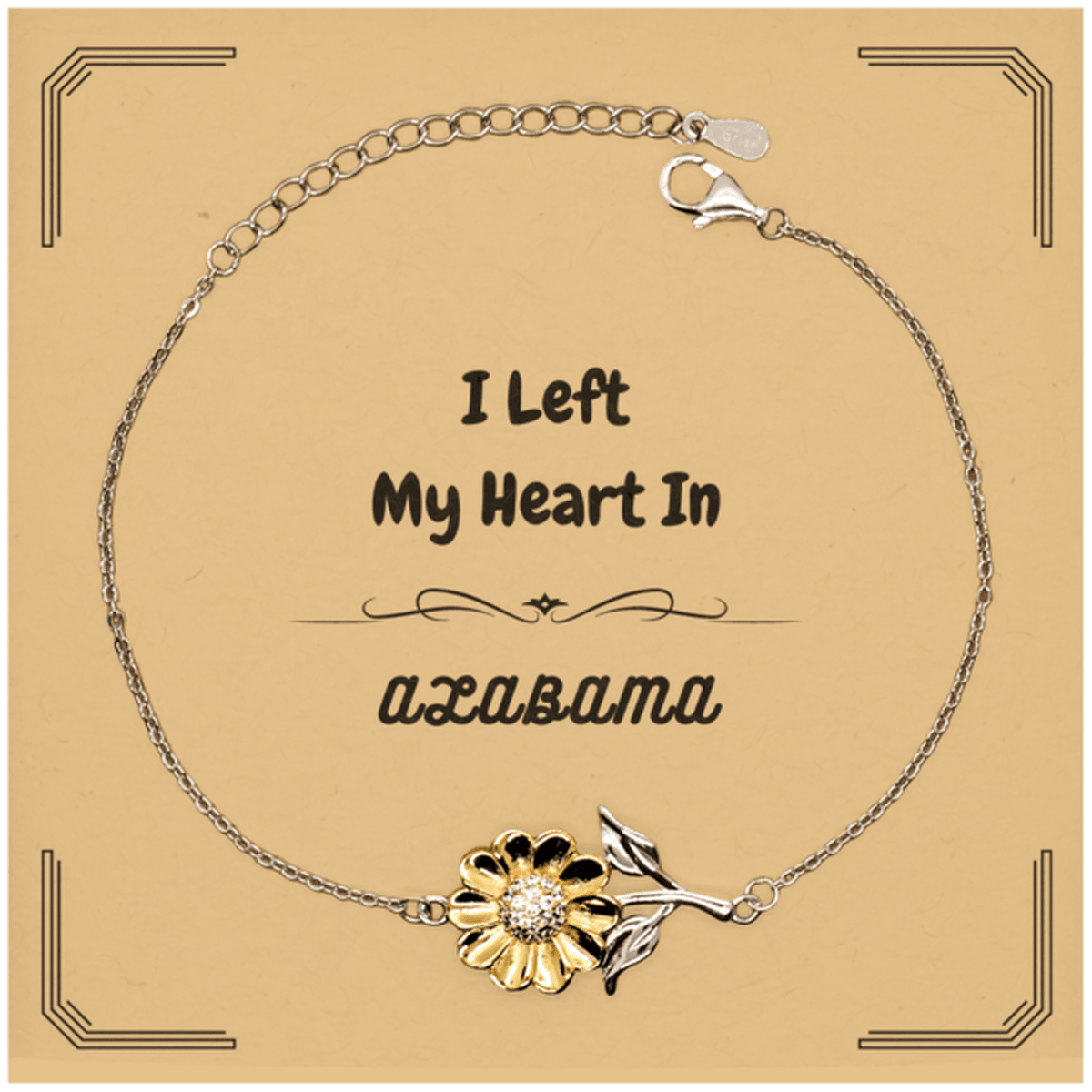 I Left My Heart In Alabama Gifts, Meaningful Alabama State for Friends, Men, Women. Sunflower Bracelet for Alabama People - Mallard Moon Gift Shop