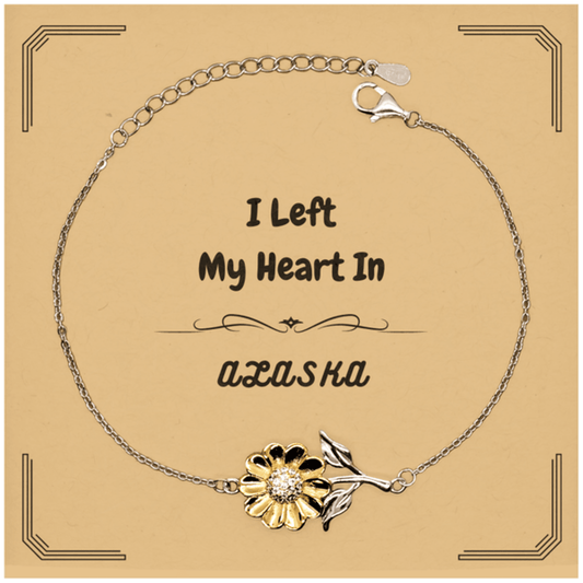 I Left My Heart In Alaska Gifts, Meaningful Alaska State for Friends, Men, Women. Sunflower Bracelet for Alaska People - Mallard Moon Gift Shop