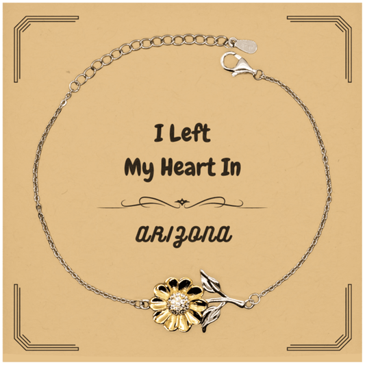 I Left My Heart In Arizona Gifts, Meaningful Arizona State for Friends, Men, Women. Sunflower Bracelet for Arizona People - Mallard Moon Gift Shop