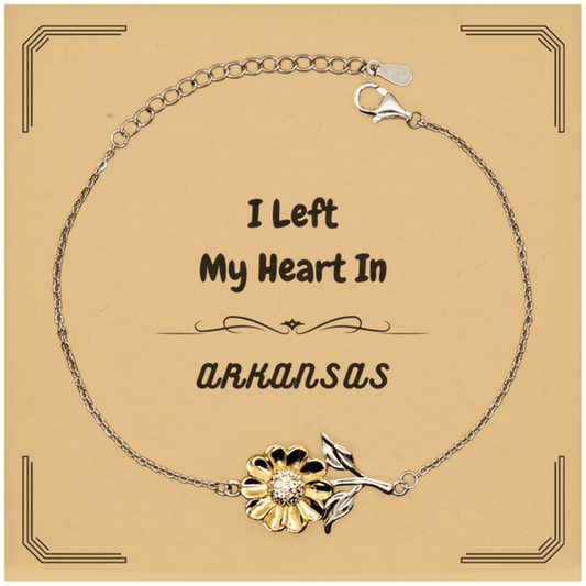 I Left My Heart In Arkansas Gifts, Meaningful Arkansas State for Friends, Men, Women. Sunflower Bracelet for Arkansas People - Mallard Moon Gift Shop