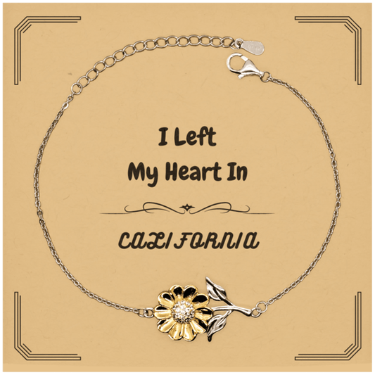 I Left My Heart In California Gifts, Meaningful California State for Friends, Men, Women. Sunflower Bracelet for California People - Mallard Moon Gift Shop