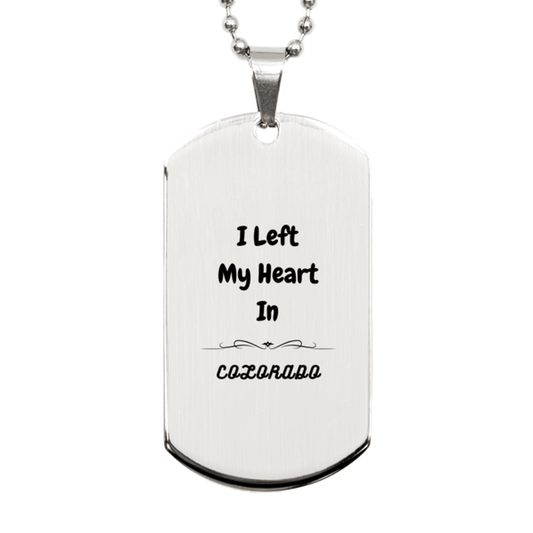 I Left My Heart In Colorado Gifts, Meaningful Colorado State for Friends, Men, Women. Silver Dog Tag for Colorado People - Mallard Moon Gift Shop