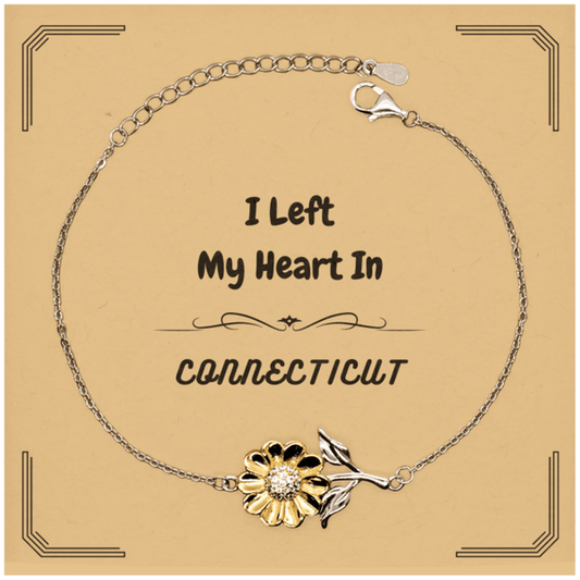 I Left My Heart In Connecticut Gifts, Meaningful Connecticut State for Friends, Men, Women. Sunflower Bracelet for Connecticut People - Mallard Moon Gift Shop