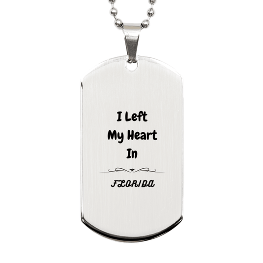 I Left My Heart In Florida Gifts, Meaningful Florida State for Friends, Men, Women. Silver Dog Tag for Florida People - Mallard Moon Gift Shop
