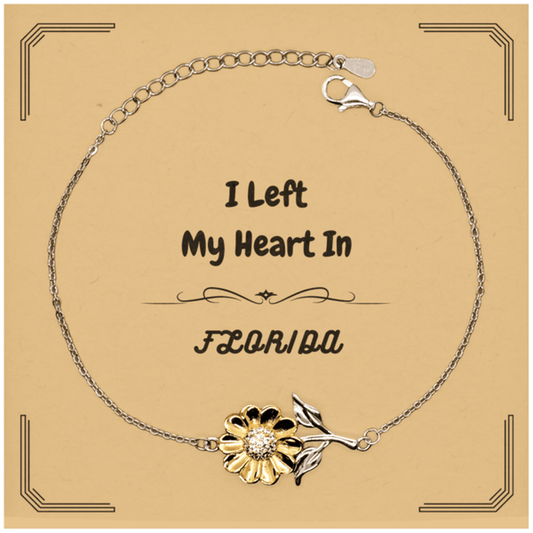 I Left My Heart In Florida Gifts, Meaningful Florida State for Friends, Men, Women. Sunflower Bracelet for Florida People - Mallard Moon Gift Shop