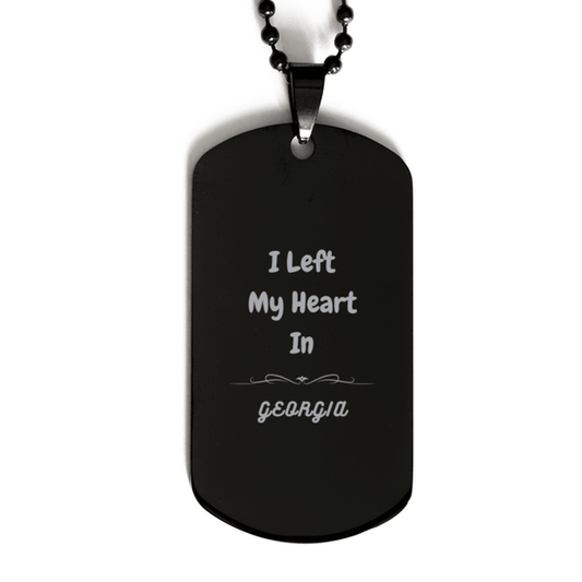 I Left My Heart In Georgia Gifts, Meaningful Georgia State for Friends, Men, Women. Black Dog Tag for Georgia People - Mallard Moon Gift Shop