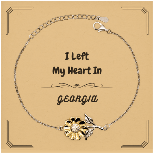 I Left My Heart In Georgia Gifts, Meaningful Georgia State for Friends, Men, Women. Sunflower Bracelet for Georgia People - Mallard Moon Gift Shop
