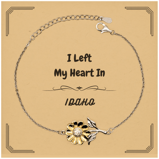 I Left My Heart In Idaho Gifts, Meaningful Idaho State for Friends, Men, Women. Sunflower Bracelet for Idaho People - Mallard Moon Gift Shop