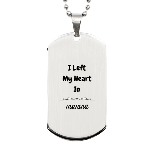 I Left My Heart In Indiana Gifts, Meaningful Indiana State for Friends, Men, Women. Silver Dog Tag for Indiana People - Mallard Moon Gift Shop