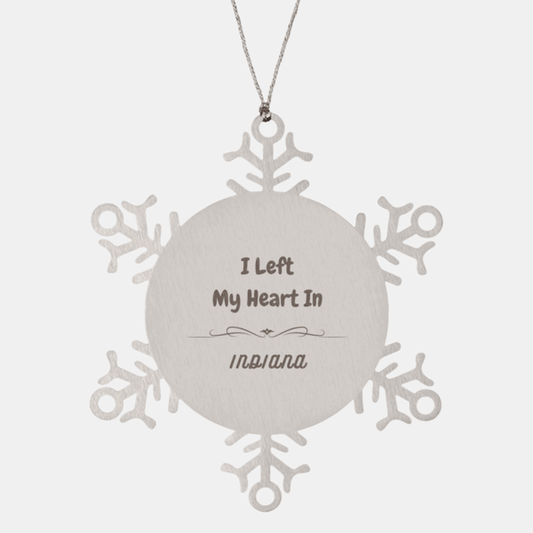 I Left My Heart In Indiana Gifts, Meaningful Indiana State for Friends, Men, Women. Snowflake Ornament for Indiana People - Mallard Moon Gift Shop