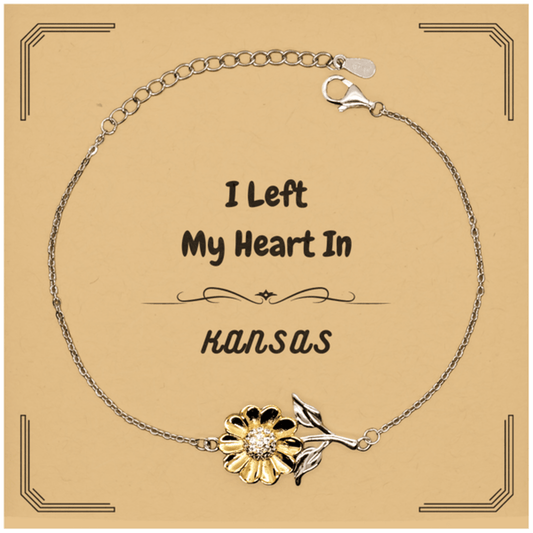 I Left My Heart In Kansas Gifts, Meaningful Kansas State for Friends, Men, Women. Sunflower Bracelet for Kansas People - Mallard Moon Gift Shop
