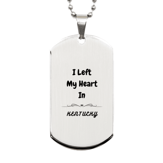 I Left My Heart In Kentucky Gifts, Meaningful Kentucky State for Friends, Men, Women. Silver Dog Tag for Kentucky People - Mallard Moon Gift Shop