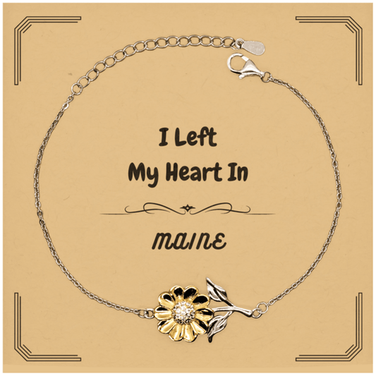 I Left My Heart In Maine Gifts, Meaningful Maine State for Friends, Men, Women. Sunflower Bracelet for Maine People - Mallard Moon Gift Shop