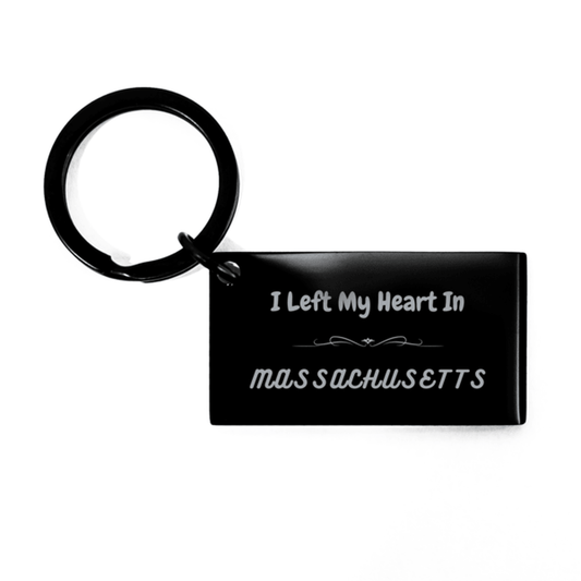 I Left My Heart In Massachusetts Gifts, Meaningful Massachusetts State for Friends, Men, Women. Keychain for Massachusetts People - Mallard Moon Gift Shop
