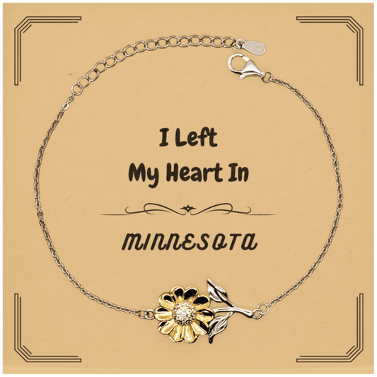 I Left My Heart In Minnesota Gifts, Meaningful Minnesota State for Friends, Men, Women. Sunflower Bracelet for Minnesota People - Mallard Moon Gift Shop