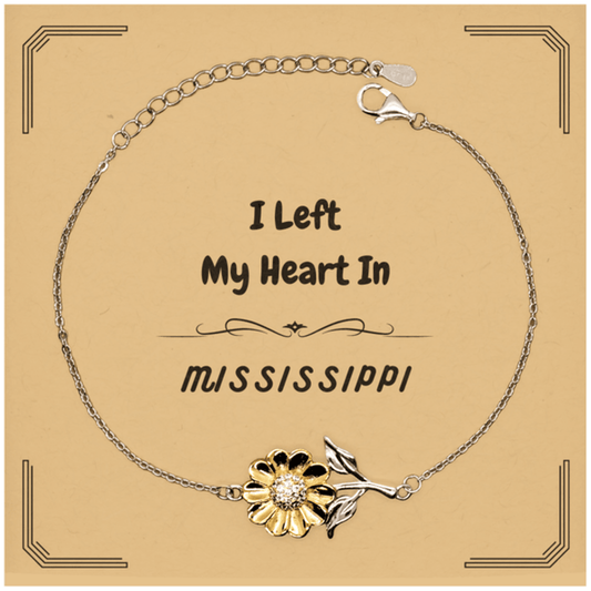 I Left My Heart In Mississippi Gifts, Meaningful Mississippi State for Friends, Men, Women. Sunflower Bracelet for Mississippi People - Mallard Moon Gift Shop