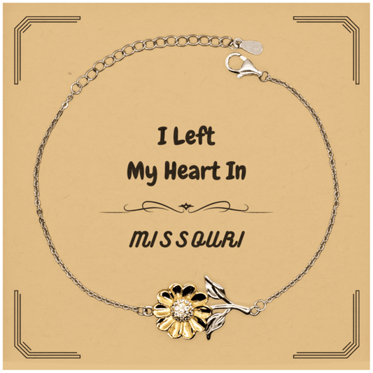 I Left My Heart In Missouri Gifts, Meaningful Missouri State for Friends, Men, Women. Sunflower Bracelet for Missouri People - Mallard Moon Gift Shop