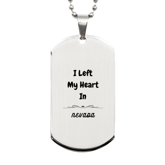 I Left My Heart In Nevada Gifts, Meaningful Nevada State for Friends, Men, Women. Silver Dog Tag for Nevada People - Mallard Moon Gift Shop