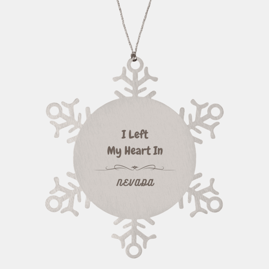 I Left My Heart In Nevada Gifts, Meaningful Nevada State for Friends, Men, Women. Snowflake Ornament for Nevada People - Mallard Moon Gift Shop