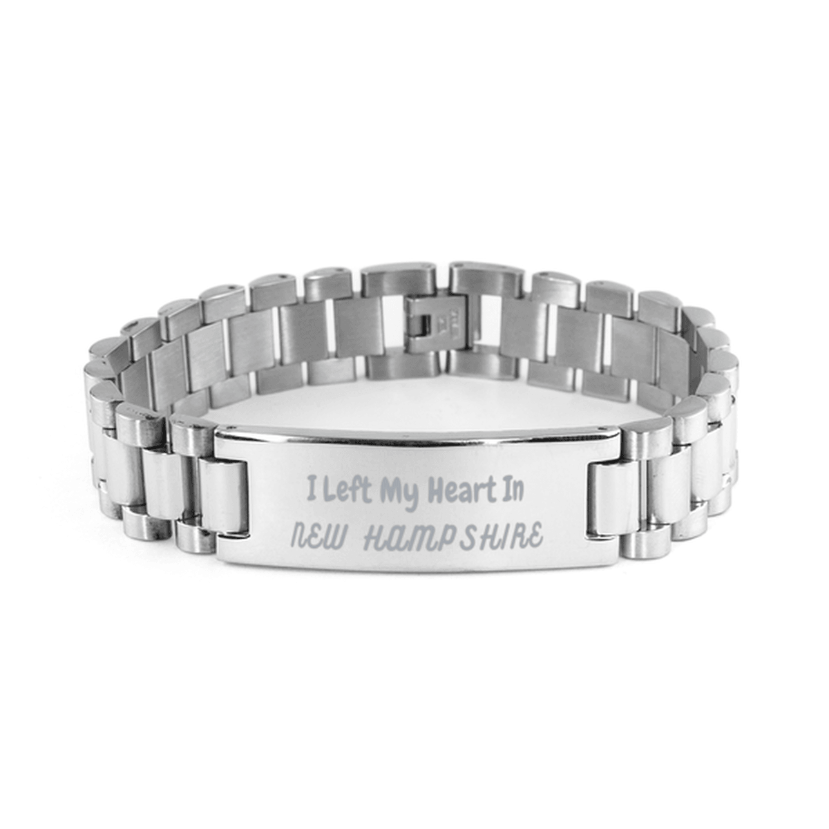 I Left My Heart In New Hampshire Gifts, Meaningful New Hampshire State for Friends, Men, Women. Ladder Stainless Steel Bracelet for New Hampshire People - Mallard Moon Gift Shop