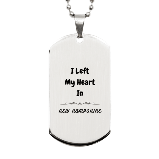 I Left My Heart In New Hampshire Gifts, Meaningful New Hampshire State for Friends, Men, Women. Silver Dog Tag for New Hampshire People - Mallard Moon Gift Shop