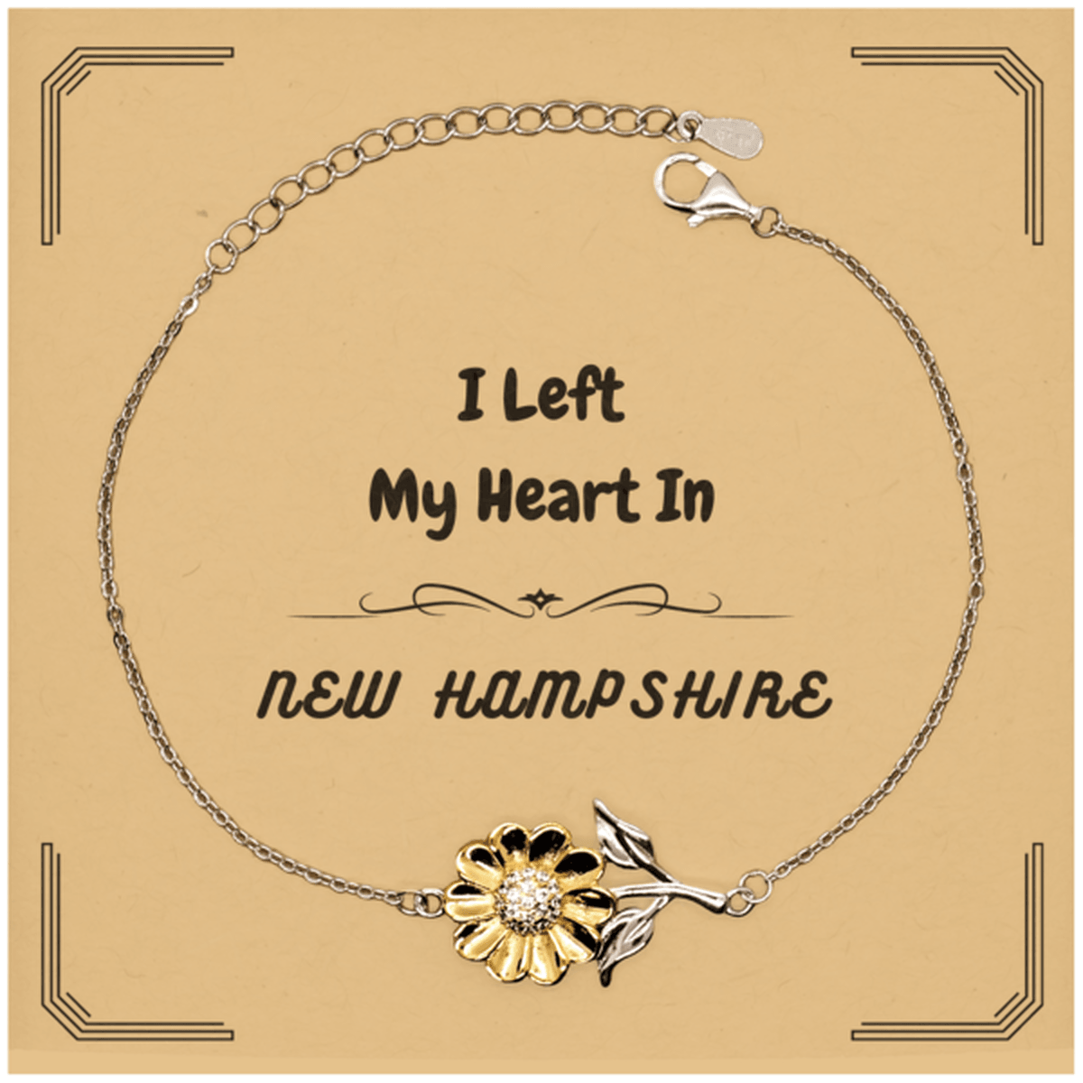 I Left My Heart In New Hampshire Gifts, Meaningful New Hampshire State for Friends, Men, Women. Sunflower Bracelet for New Hampshire People - Mallard Moon Gift Shop