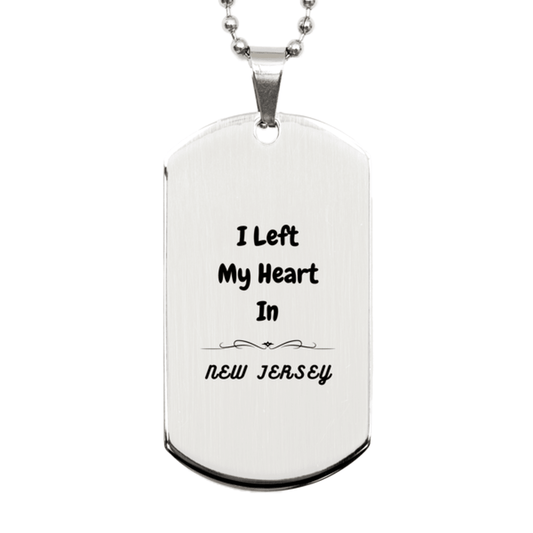 I Left My Heart In New Jersey Gifts, Meaningful New Jersey State for Friends, Men, Women. Silver Dog Tag for New Jersey People - Mallard Moon Gift Shop