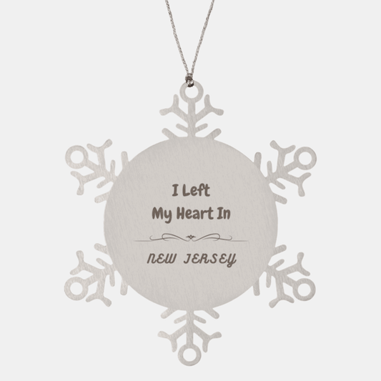 I Left My Heart In New Jersey Gifts, Meaningful New Jersey State for Friends, Men, Women. Snowflake Ornament for New Jersey People - Mallard Moon Gift Shop