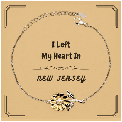 I Left My Heart In New Jersey Gifts, Meaningful New Jersey State for Friends, Men, Women. Sunflower Bracelet for New Jersey People - Mallard Moon Gift Shop