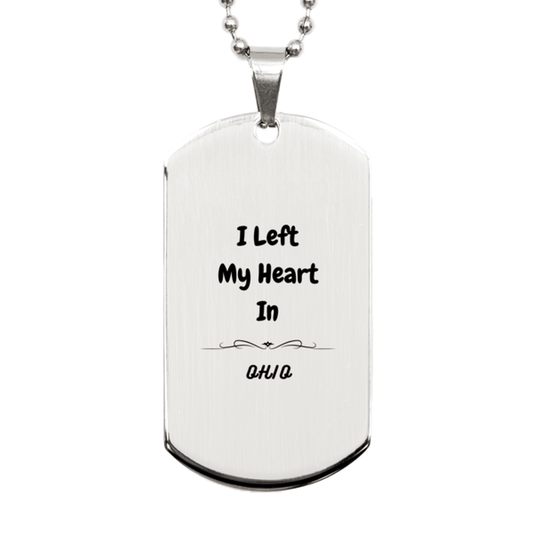 I Left My Heart In Ohio Gifts, Meaningful Ohio State for Friends, Men, Women. Silver Dog Tag for Ohio People - Mallard Moon Gift Shop