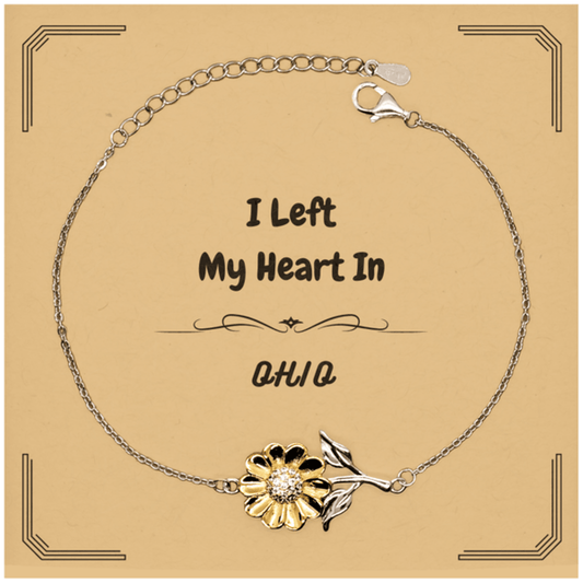 I Left My Heart In Ohio Gifts, Meaningful Ohio State for Friends, Men, Women. Sunflower Bracelet for Ohio People - Mallard Moon Gift Shop